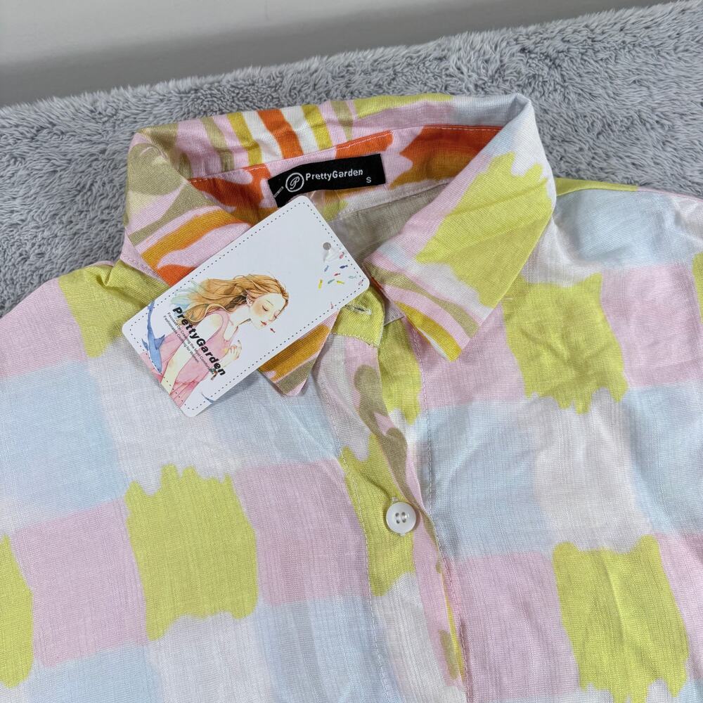 Pretty Garden‎ Women's Tropical Short Sleeve Shirt Size Small
